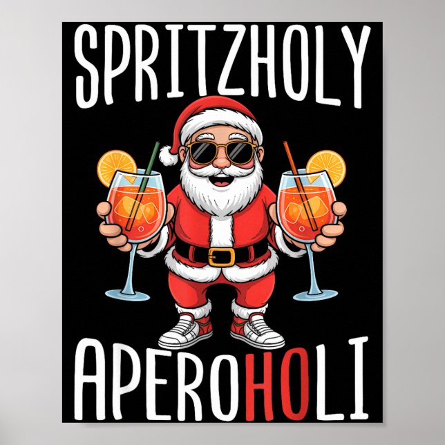 Poster Spritzholy Aperoholi - Santa Aperitif Funny Spritz (Frente)