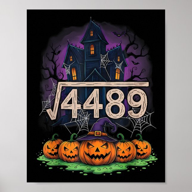 Poster Square Root 4489 Funny Halloween Meme 67 Math Teac (Frente)