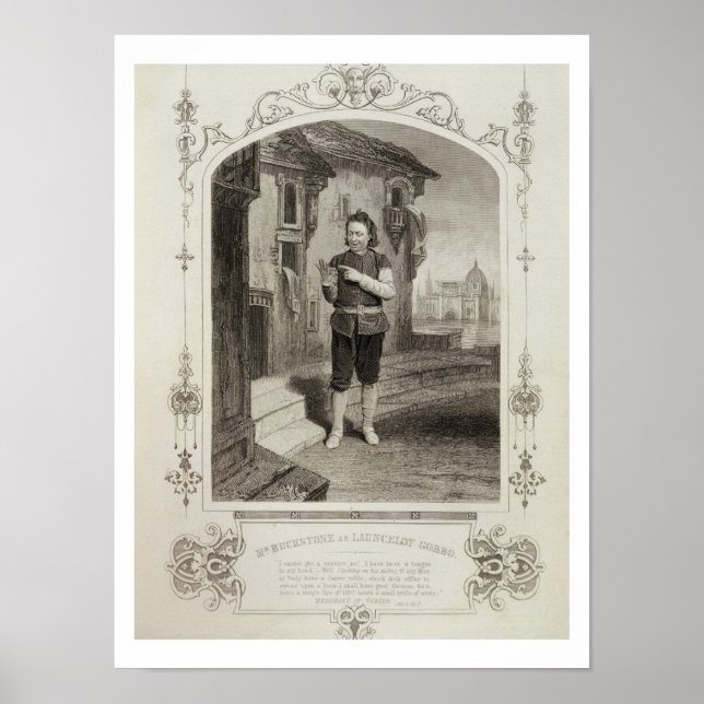 Póster Sr. Buckstone como Lancelot Gobbo, Lei II Cena 2,  (Frente)