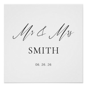 Póster Sr e Sra Cartaz de Fundo de Casamento Elegante