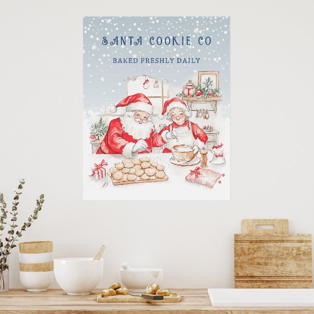 Poster Sr. e Sra. Claus Cookies de Natal (Cozinha)