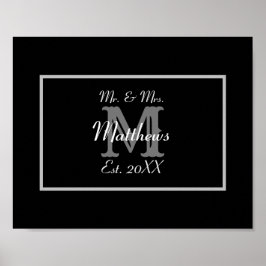 Poster Sr. Elegante e Sra. Monograma Black