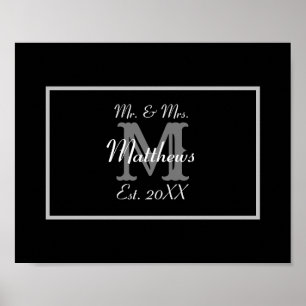 Poster Sr. Elegante e Sra. Monograma Black