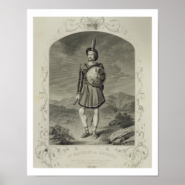 Póster Sr. Macready, como Macbeth, Ato I Cena 3, na peça (Frente)