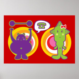 Poster Sr. Purple & Srta. Verde Personagem de Desenho Ani