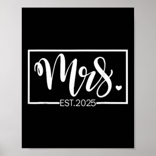 Poster Sra. Est. 2025 Recém-Casada Casamento Esposa Sr &a