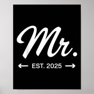Poster Sra. Est. 2025 Recém-Casados Festa de Casamento Sr