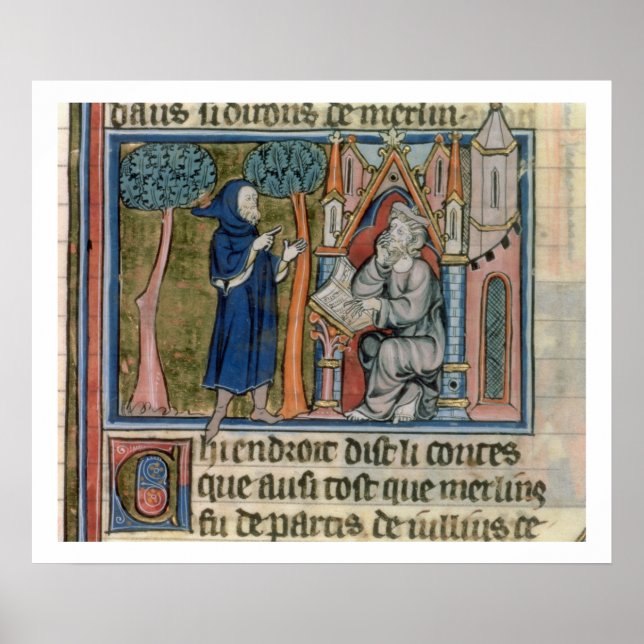 Póster Sra. Fr. 95 f.268 Merlin dita a história para Blai (Frente)
