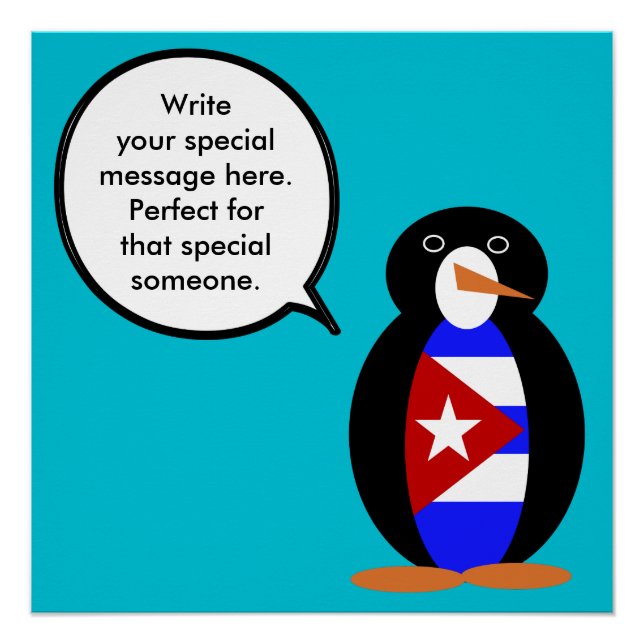 Póster Sra. Pinguim Cubana Falante Personalizada  (Frente)