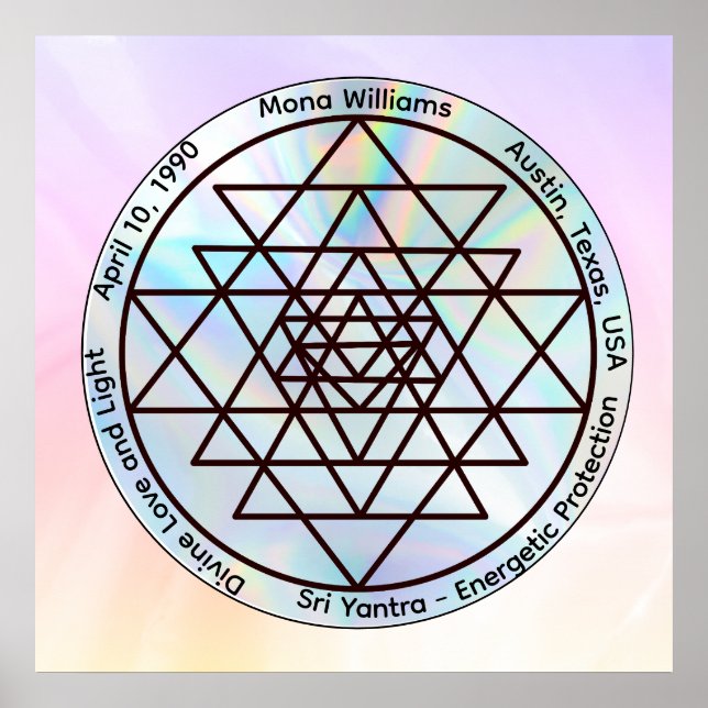 Poster Sri Yantra – Talismã de Proteção Personalizável (Frente)