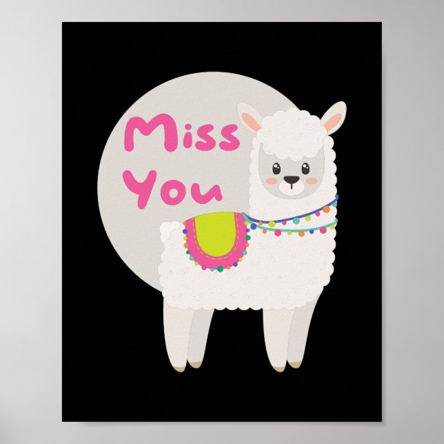 Poster Srta. Kawaii, uma lama branca engraçada com um tex (Frente)