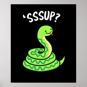 Poster Sssup Funny Hissing Cobra Pun Dark BG