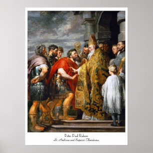 Póster St Ambrose e imperador Theodosius Paul Rubens