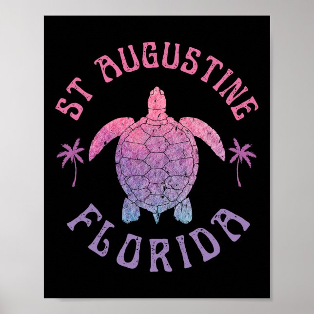 Poster St Augustine Beach Florida Sea Turtle Summer Vacat (Frente)