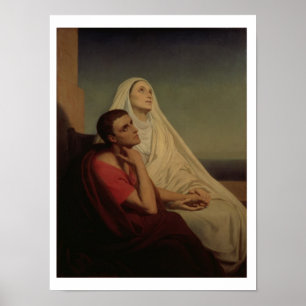 Póster St Augustine e seu St. Monica da mãe, 1855