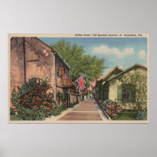 Poster St Augustine, FL - St. de Aviles no espanhol velho