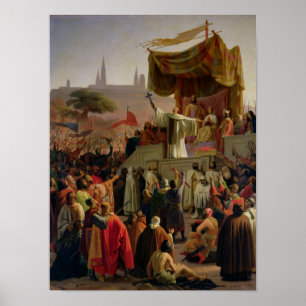 Póster St Bernard que Preaching a segunda cruzada