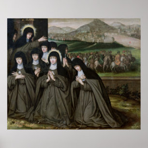 Poster St. Claire com suas irmã, Agnes e freiras