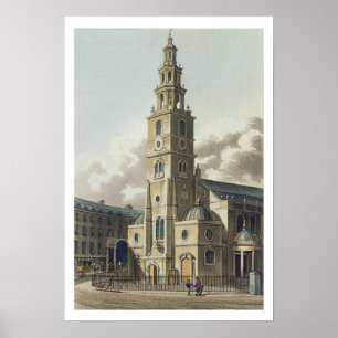 Póster St. Clement Danes Church, pub. by Rudolph Ackerman