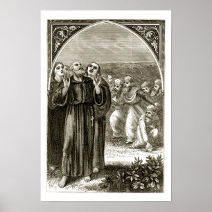 Póster St. Columba que chanting, e atacado pelos Druids,