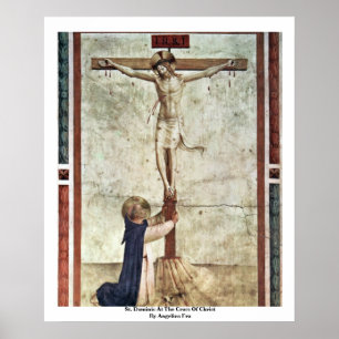 Póster St Dominic na cruz do cristo por Angelico Fra