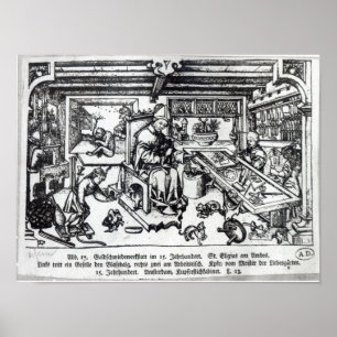 Póster St. Eligius como uns ourives em sua oficina