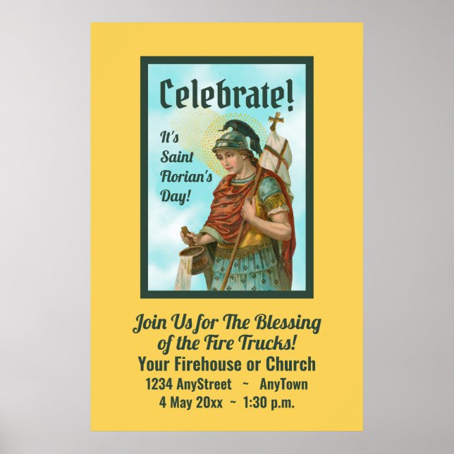 Poster St. Florian com Balde (Céu Claro; M 019) (Frente)