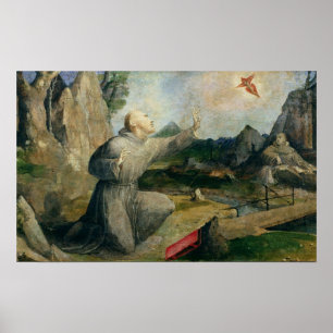Poster St Francis de Assisi que recebe os Stigmata