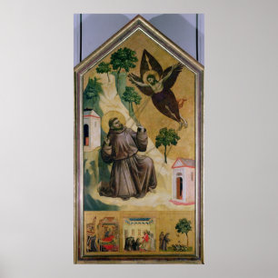 Póster St Francis que recebe os Stigmata, c.1295-1300