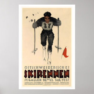 Poster St. Gallen Suíça Corrida de Esqui da Suíça Orienta