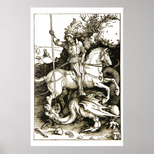 Poster ST GEORGE E DRAGÃO, branco preto