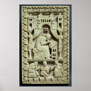 Póster St Gregory escrevendo com escreventes abaixo