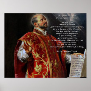 Poster St Ignatius da oração de Loyola contra a depress