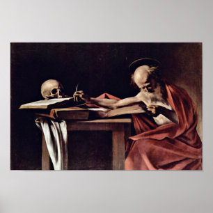 Póster St Jerome escrevendo por Michelangelo Merisi a