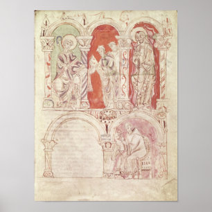 Poster St John Cassian escrevendo e oferecimento das