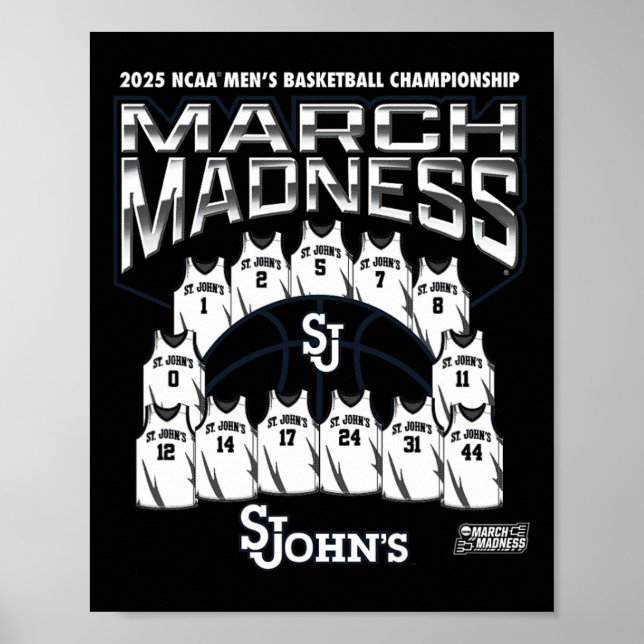 Poster St. John's March Madness 2025 Men's Sketll Nil  (Frente)
