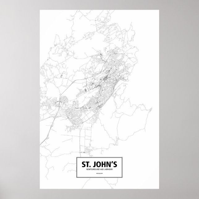Poster St. John's, Terra Nova e Labrador (preto no branco (Frente)