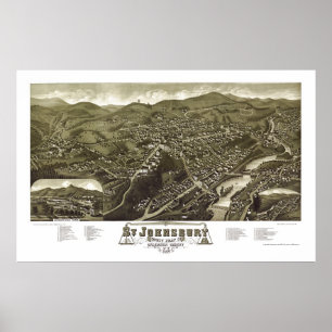 Póster St. Johnsbury, mapa panorâmico do VT - 1884