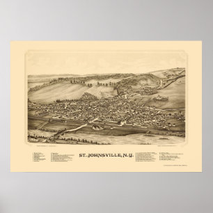 Poster St. Johnsville, mapa panorâmico de NY - 1890