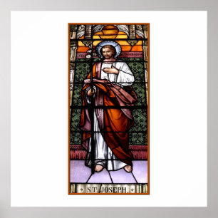 Poster St. Joseph pray for us - stained glass window