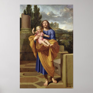 Poster St Joseph que leva o Jesus infantil, 1665