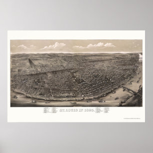 Póster St Louis, mapa panorâmico do MO - 1895