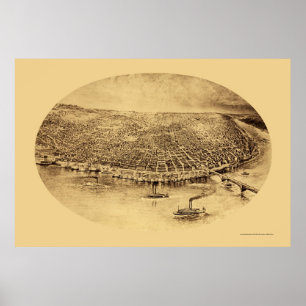 Póster St Louis, mapa panorâmico do MO - 1897