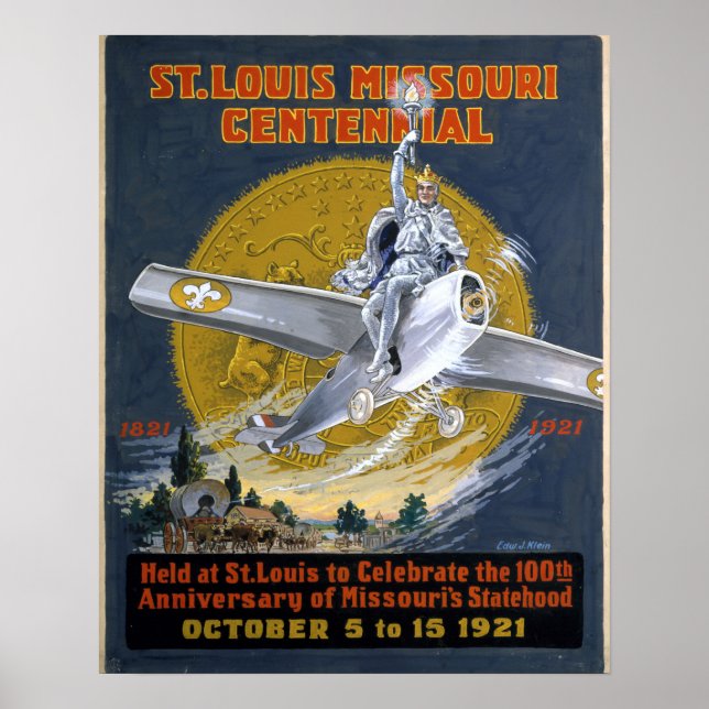 Póster St. Louis Missouri Centenário 1921 (Frente)
