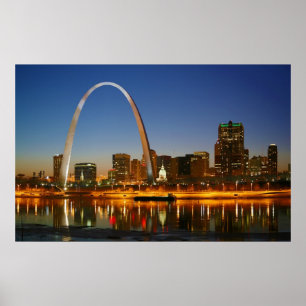 Póster St Louis Missouri no Mississippi em a noite
