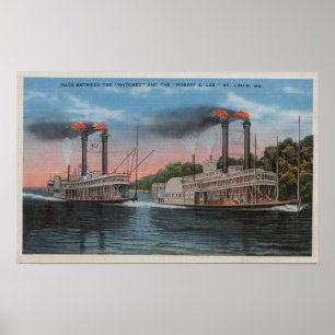 Póster St Louis, MO - opinião Natchez & Robert E. Lee