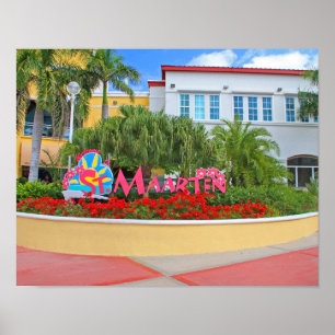 Póster St. Maarten, sinal de boas-vindas, fotografia,