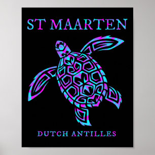 Poster St. Maarten Tartaruga Marinha Meninas Mulheres Fér