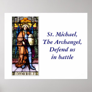 Póster St Michael a janela de vitral do arcanjo