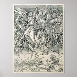 Poster St Michael que luta com o dragão